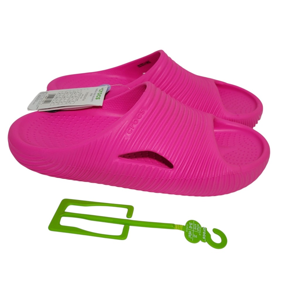 Crocs Mellow Tide Recovery Slides Womens 9 Mens 7 Pink Crush Comfort Sandals NEW - Picture 15 of 15
